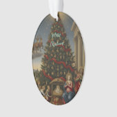Oval Acrylic Nativity Santa Christmas Ornament (voorkant)