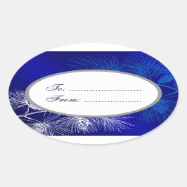 Oval Blue White Holiday Custom Gift Label Stickers