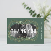 Oval Boho Bold Abstract Modern Leafy Golden Foto Bedankkaart (Staand voorkant)