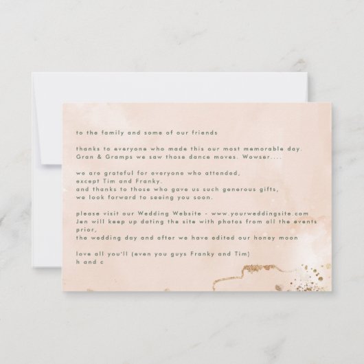 Oval Boho Bold Abstract Modern Leafy Golden Foto Bedankkaart (Achterkant)