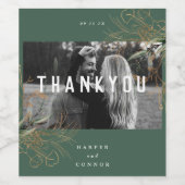 Oval Boho Bold Abstract Modern Leafy Golden Foto Wijn Etiket (Enkel label)