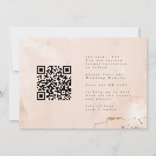 Oval Boho Bold QR Code Modern Leafy Golden Foto Save The Date (Achterkant)