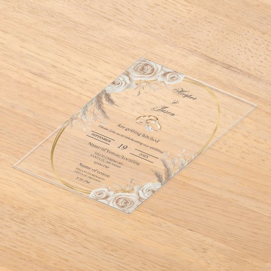 Oval Boho wedding ring Invitation Acryl Uitnodigingen (Laagn)