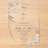 Oval Boho wedding ring Invitation Acryl Uitnodigingen (Voorkant)