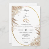 Oval Boho wedding ring Invitation Kaart (Voorkant / Achterkant)