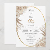 Oval Boho wedding ring Spanish Wedding Invitation Kaart (Voorkant / Achterkant)