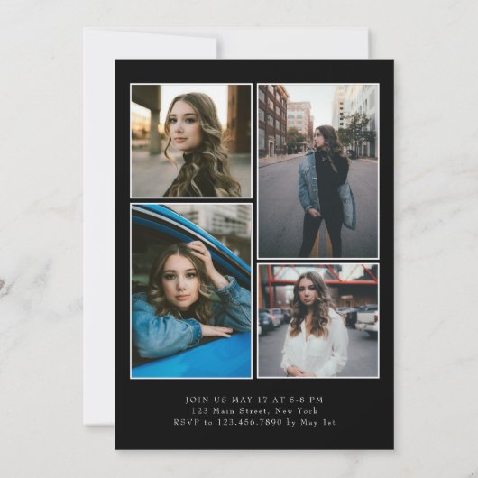 Oval Bold Modern Class of 2024 Foto Afstuderen Kaart (Achterkant)