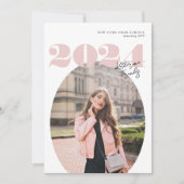 Oval Bold Modern Class of 2024 Foto Afstuderen Kaart (Voorkant)