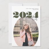 Oval Bold Modern Class of 2024 Foto Afstuderen Kaart (Voorkant)