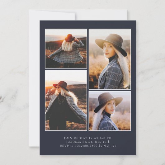 Oval Bold Modern Class of 2024 Foto Afstuderen Kaart (Achterkant)