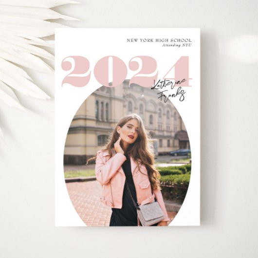 Oval Bold Modern Class of 2024 Foto Afstuderen Kaart
