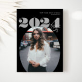 Oval Bold Modern Class of 2024 Foto Afstuderen Kaart