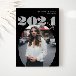 Oval Bold Modern Class of 2024 Foto Afstuderen Kaart