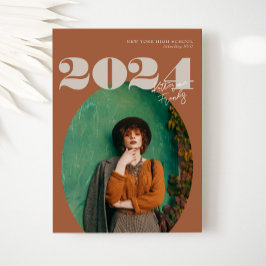 Oval Bold Modern Class of 2024 Foto Afstuderen Kaart