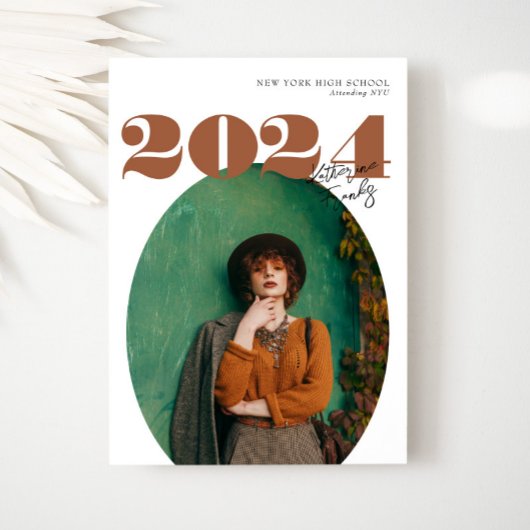 Oval Bold Modern Class of 2024 Foto Afstuderen Kaart