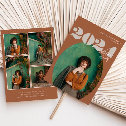 Oval Bold Modern Class of 2024 Foto Afstuderen Kaart