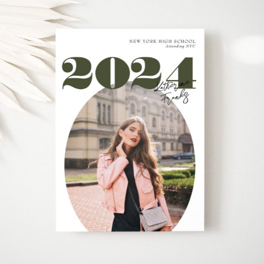 Oval Bold Modern Class of 2024 Foto Afstuderen Kaart