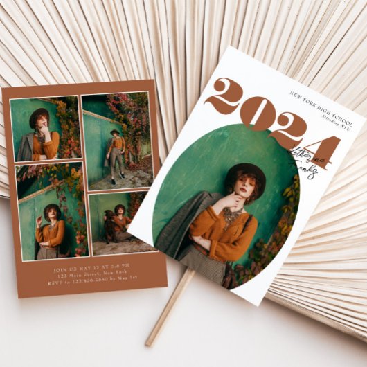 Oval Bold Modern Class of 2024 Foto Afstuderen Kaart