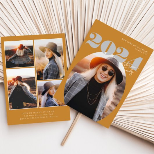 Oval Bold Modern Class of 2024 Foto Afstuderen Kaart