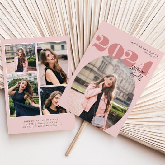 Oval Bold Modern Class of 2024 Foto Afstuderen Kaart