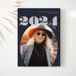 Oval Bold Modern Class of 2024 Foto Afstuderen Kaart