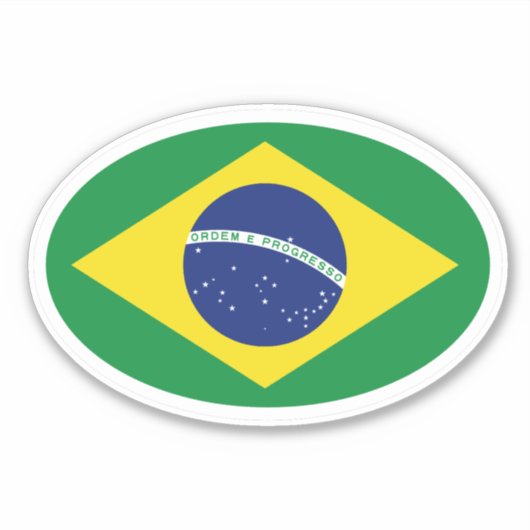Oval Brazilië vlag vinyl auto sticker (Voorkant)