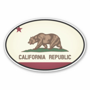 Oval California Republic vinyl sticker voor auto