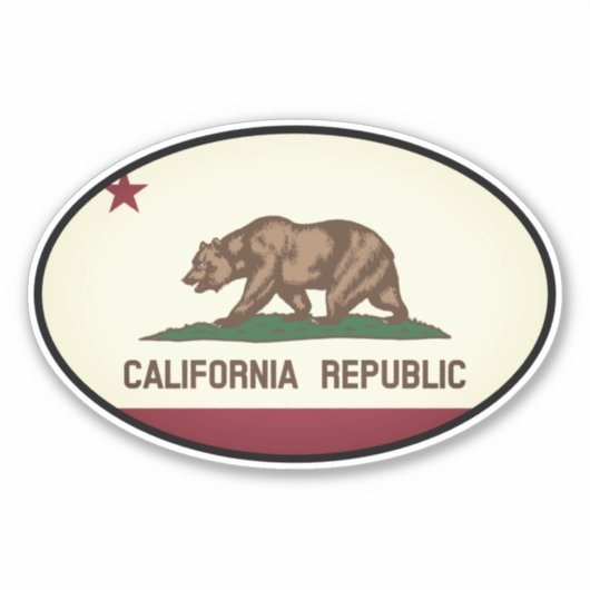 Oval California Republic vinyl sticker voor auto (Voorkant)