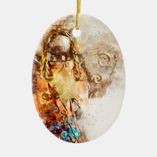 Oval Ceramic Angel Ornament (Voorkant)