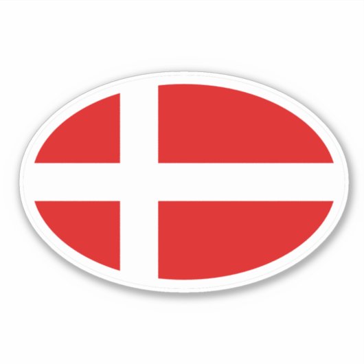 Oval Danisch vlag vinyl auto sticker (Voorkant)