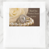 Oval Diamond Ring Roos Wedding Hartelijk dank Rechthoekige Sticker (Tas)