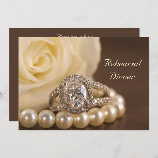 Oval Diamond Ring Roos Wedding Rehearsal Dinner Kaart (Voorkant / Achterkant)