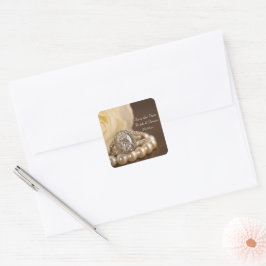 Oval Diamond Ring Wedding Save the Date Vierkante Sticker