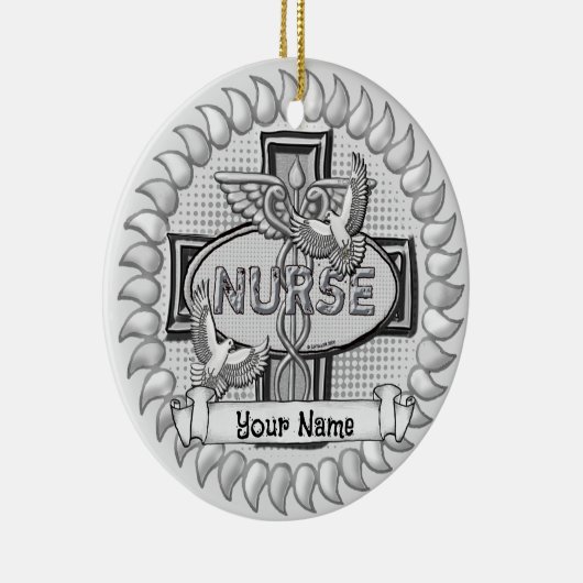 Oval Doves aangepaste Verpleegkundige ornament (Rechts)