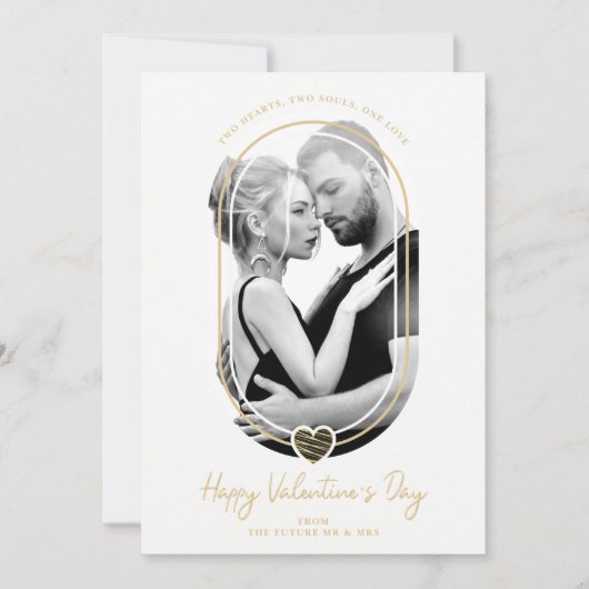 Oval Effect Black Heart Happy Valentine's Day Save The Date (Voorkant)