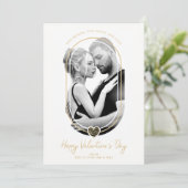 Oval Effect Black Heart Happy Valentine's Day Save The Date (Staand voorkant)