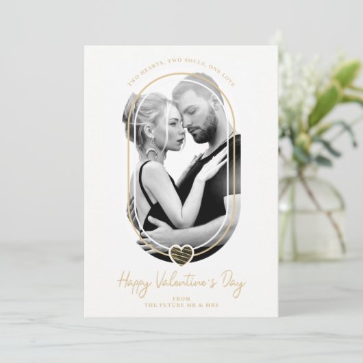Oval Effect Black Heart Happy Valentine's Day Save The Date (Staand voorkant)
