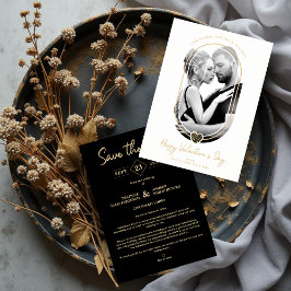Oval Effect Black Heart Happy Valentine's Day Save The Date