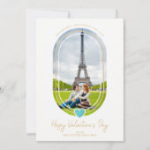 Oval Effect Blue Heart Happy Valentine's Day Photo Save The Date (Voorkant)