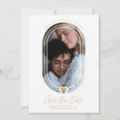 Oval Effect Pride Heart LGBT Lesbian Gay Wedding Save The Date (Voorkant)