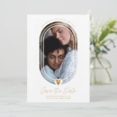 Oval Effect Pride Heart LGBT Lesbian Gay Wedding Save The Date (Staand voorkant)