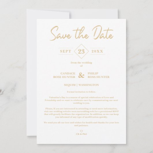 Oval Effect Purple Heart Happy Valentine's Day Save The Date (Achterkant)