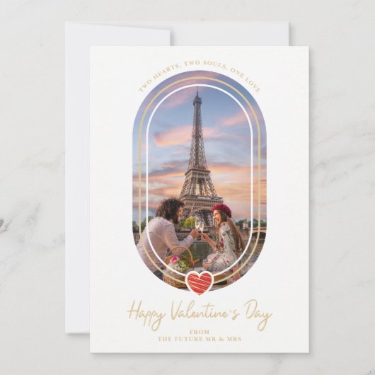 Oval Effect Red Heart Happy Valentine's Day Photo  Save The Date (Voorkant)