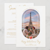 Oval Effect Red Heart Happy Valentine's Day Photo  Save The Date (Voorkant / Achterkant)