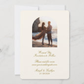 Oval Elegant Wedding Photo Calligraphy Save The Date (Achterkant)
