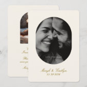 Oval Elegant Wedding Photo Calligraphy Save The Date (Voorkant / Achterkant)
