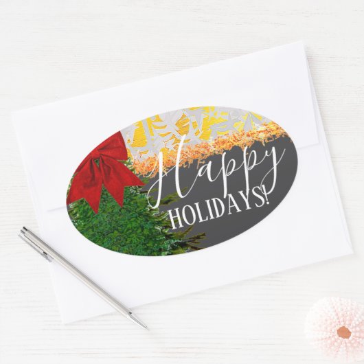 OVAL FESTIVE HOLIDAY Sticker (Envelop)
