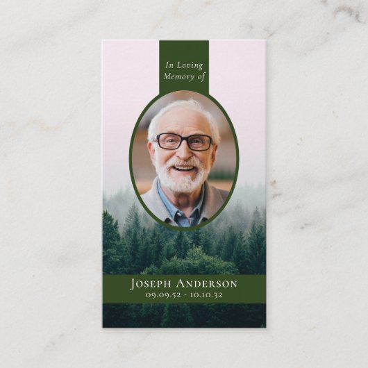 Oval Foto Forest Memorial Prayer Kaart Contactkaartje (Voorkant)