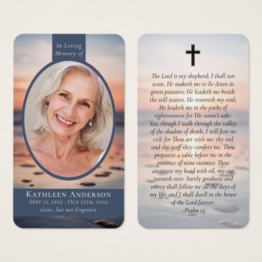 Oval Foto Ocean Memorial Prayer Kaart (Voorkant /achterkant)