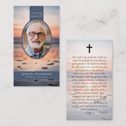 Oval Foto Ocean Memorial Prayer Kaart Contactkaartje (Voorkant / Achterkant)